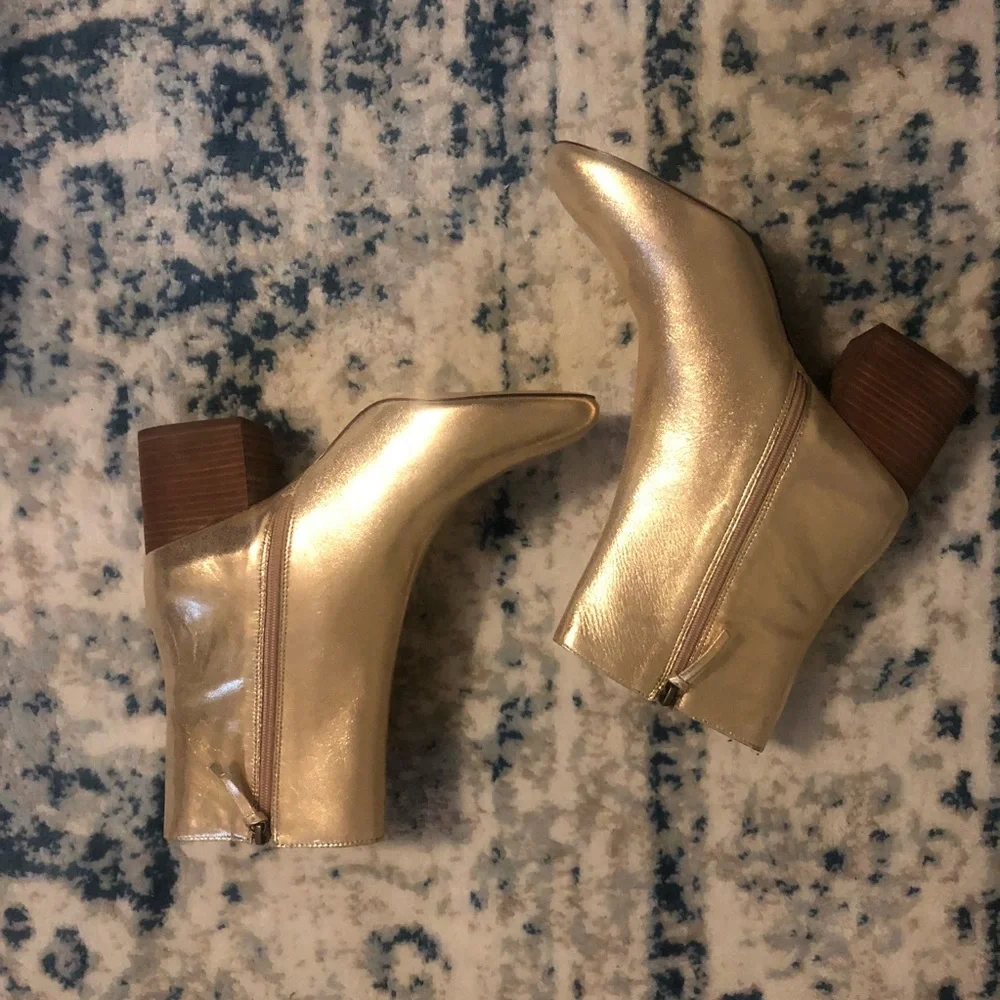 J. Crew Sadie Ankle Boot Metallic Gold Sz 12